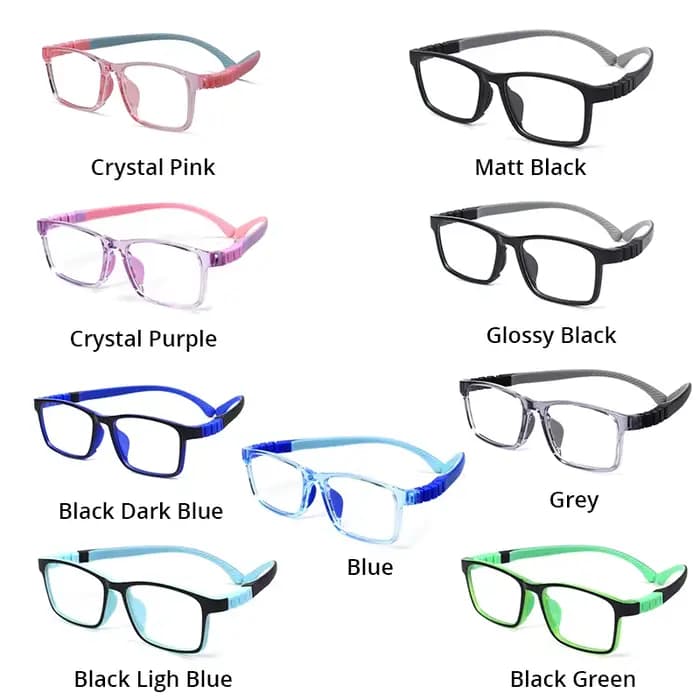 Enfants lunettes cadre spécifications optiques rectangulaire Silicone TR90