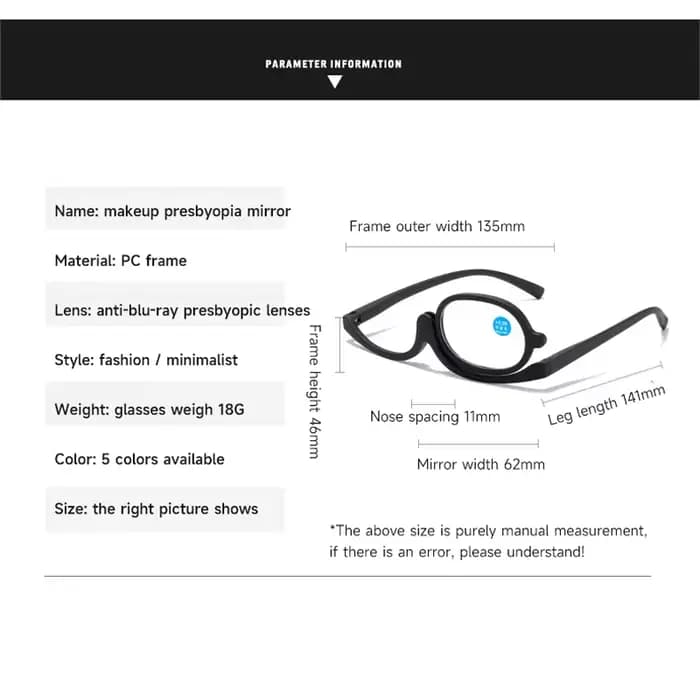 Lunettes grossissantes rotatives pour le maquillage