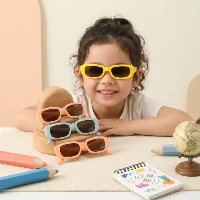 Nouvelles Lunettes de Soleil Enfant 2026 – Style Rétro Carré pour Filles et Garçons
