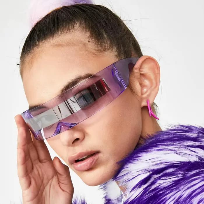 Futuriste visière étroite femmes lunettes de soleil Laser