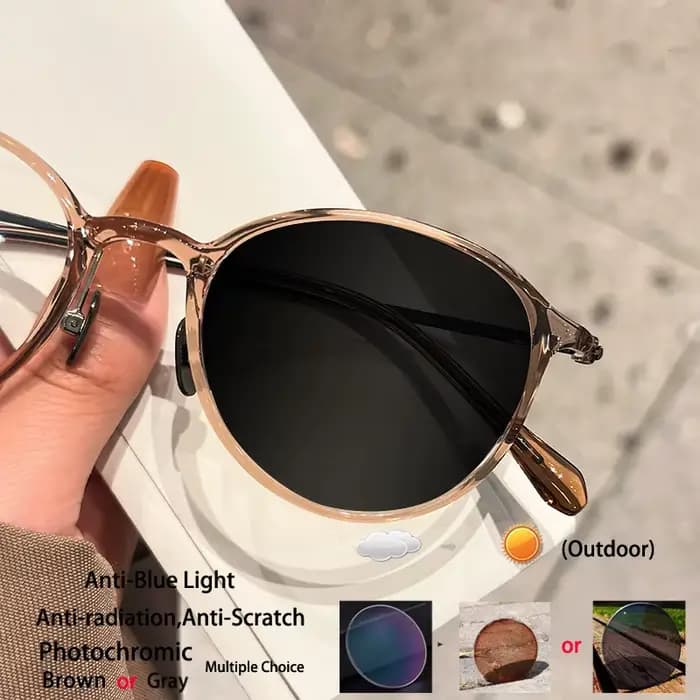 Lunettes de soleil rétro rondes artistiques à petite monture