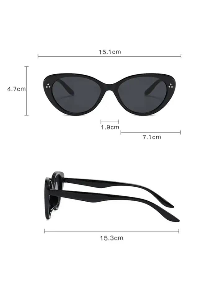 1 paire de lunettes de soleil rétro œil-de-chat à monture noire