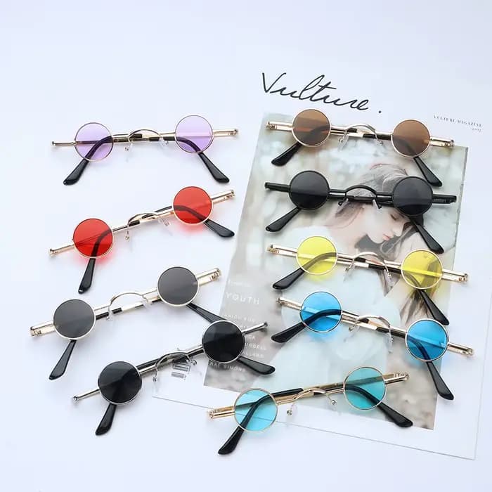 Petites lunettes de soleil rondes Rock Punk pour femmes et hommes