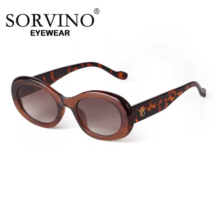 SORVINO tendance coquille de tortue noir ovale lunettes de soleil dégradé marron lentille ronde femmes hommes
