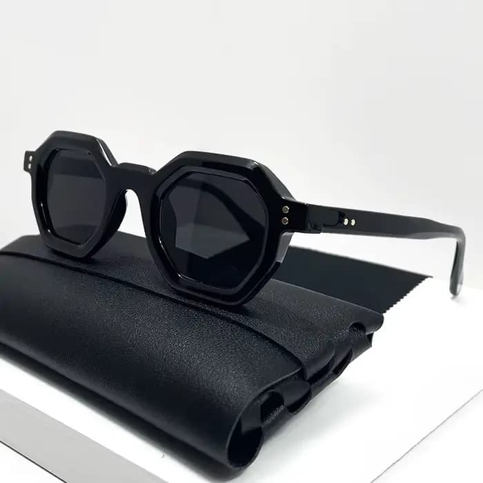 Lunettes de soleil rétro polygonales ambrées pour femmes