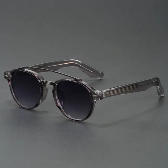 Lunettes de soleil rétro rondes à double pont unisexe