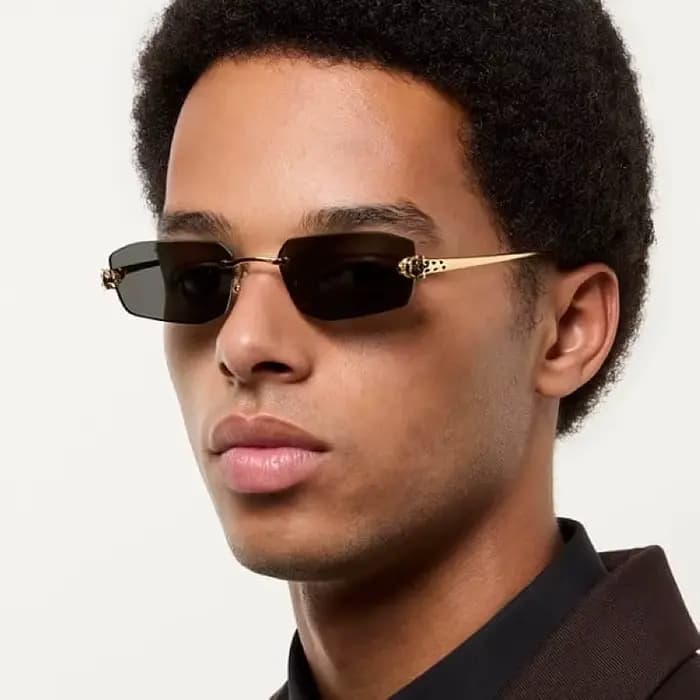 Lunettes de soleil sans monture tête de léopard pour femmes et hommes