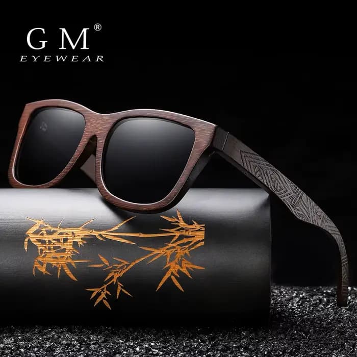 GM lunettes de soleil en bois de bambou naturel