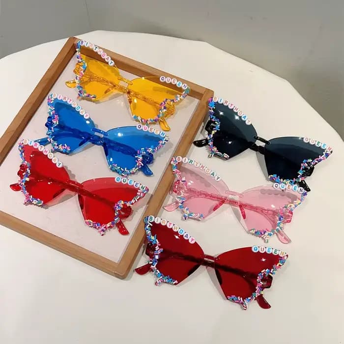 KAMMPT lunettes de soleil en forme de papillon avec arrose femmes mode cadeau d'anniversaire décor nuances
