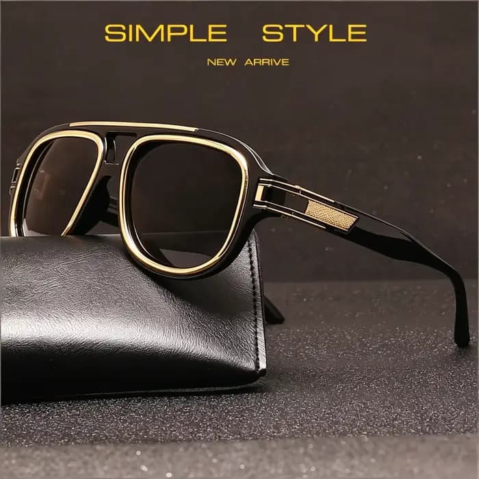 Nouvelles lunettes de soleil de luxe pour hommes avec des verres carrés surdimensionnés rétro