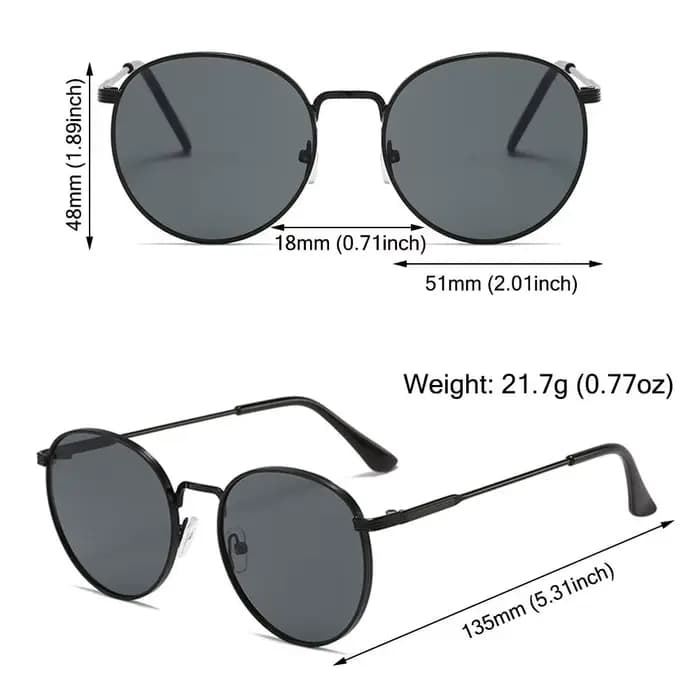 Lunettes de soleil rondes vintage pour femmes et hommes
