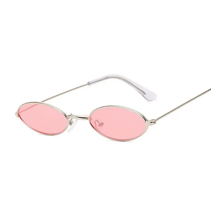 Rétro petites lunettes de soleil ovales femme Vintage marque nuances noir rouge métal couleur