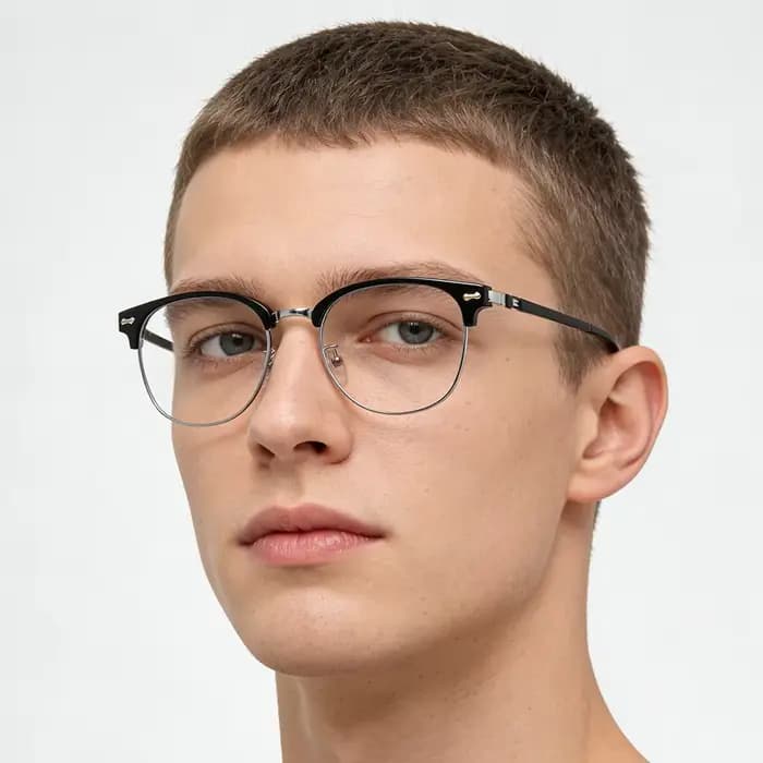VIVIBEE rétro Semi sans monture bleu lumière bloquant lunettes hommes TR90 Vintage Anti ordinateur rayon filtre jeu