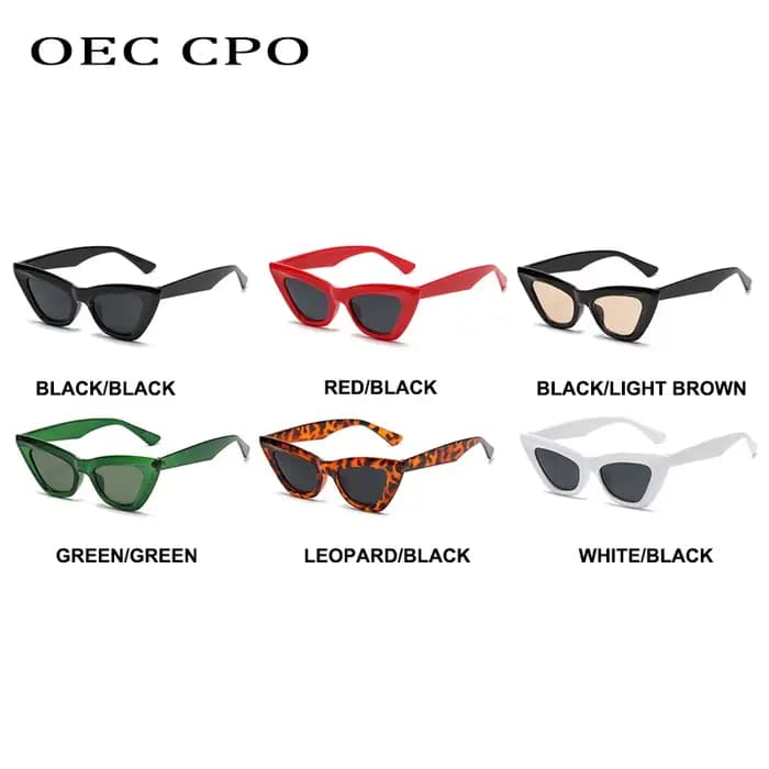 OEC CPO rétro œil De chat lunettes De soleil femmes mode coloré vert