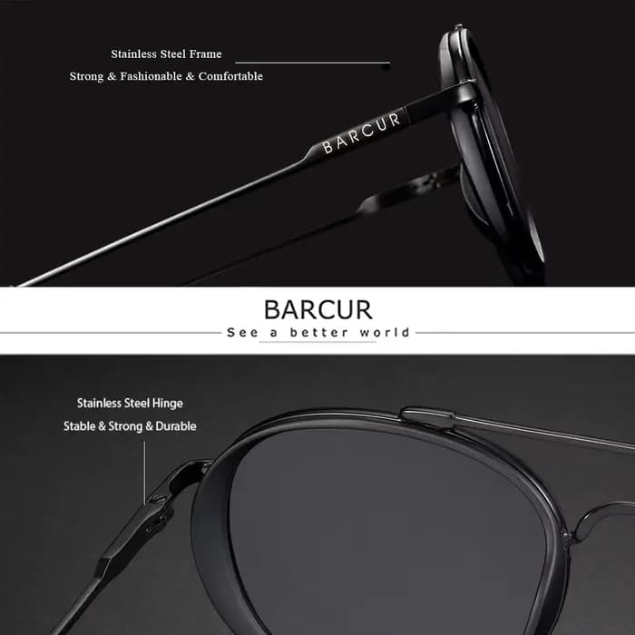 BARCUR Design lunettes De soleil rondes pour hommes femmes Retre