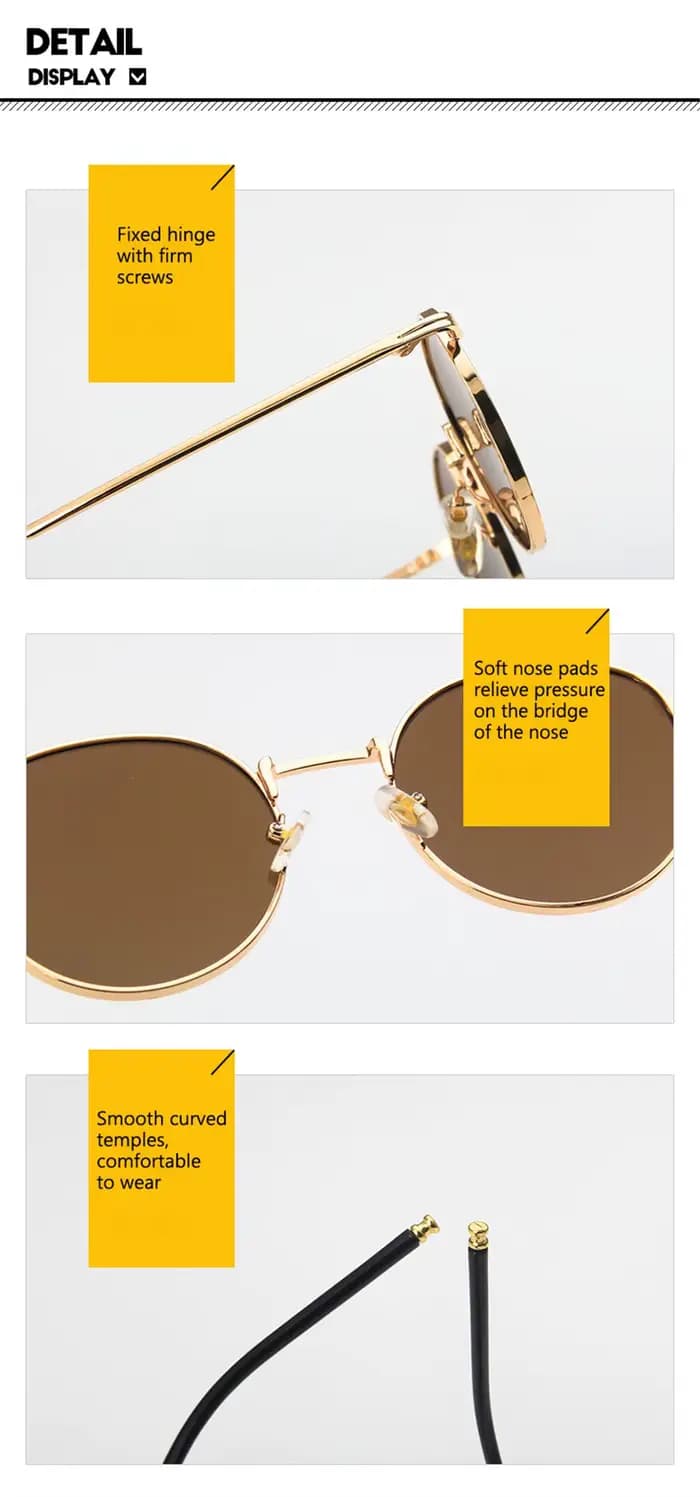 Lunettes de soleil rondes en métal pour femmes et hommes