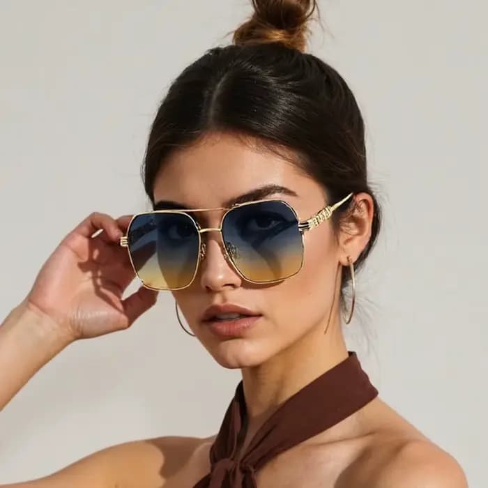 Lunettes de soleil à charnière en métal pour femmes