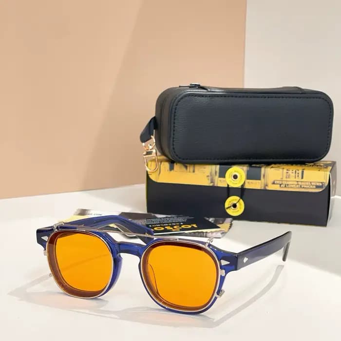 Lunettes de soleil à clipser 2-en-1 en acétate vintage DOLT 46 mm pour hommes et femmes