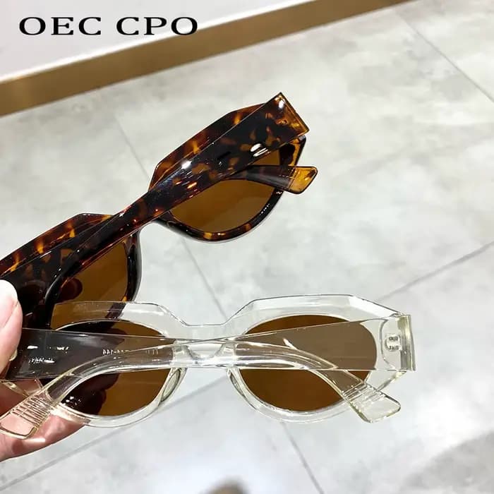 OEC CPO Punk lunettes de soleil œil de chat femmes Vintage petite lentille ovale