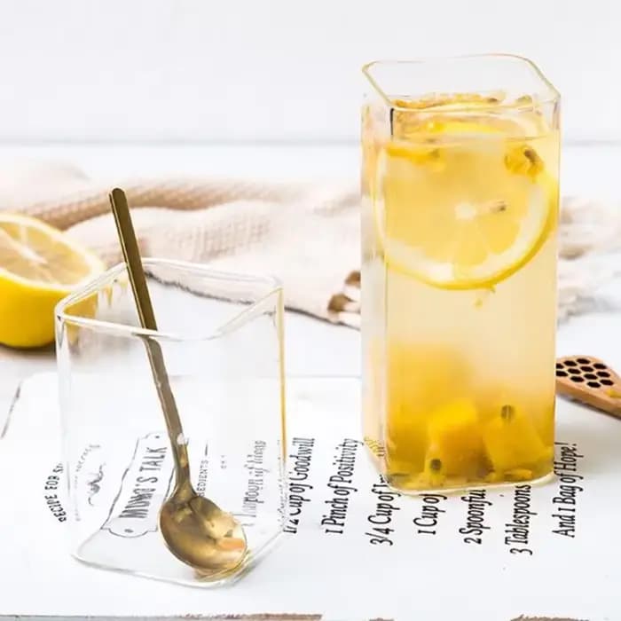 Verre carré thé au lait tasse de boisson verre Transparent à haute teneur en Borosilicate boisson froide jus de lait tasses à thé bière tasse à café 250/350/450ML