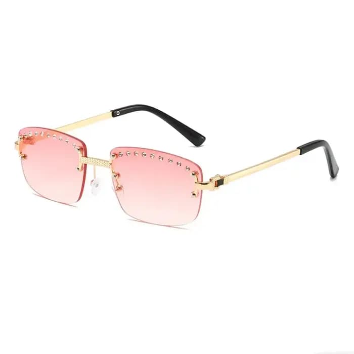 Lunettes de soleil carrées sans monture vintage pour hommes et femmes