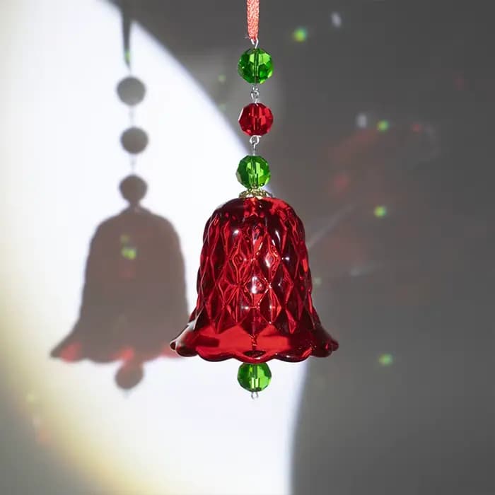 Ornement de fenêtre de carillon éolien en cristal rouge, pendentif de cloche en verre, cadeau de décoration d'arbre de noël de vacances.