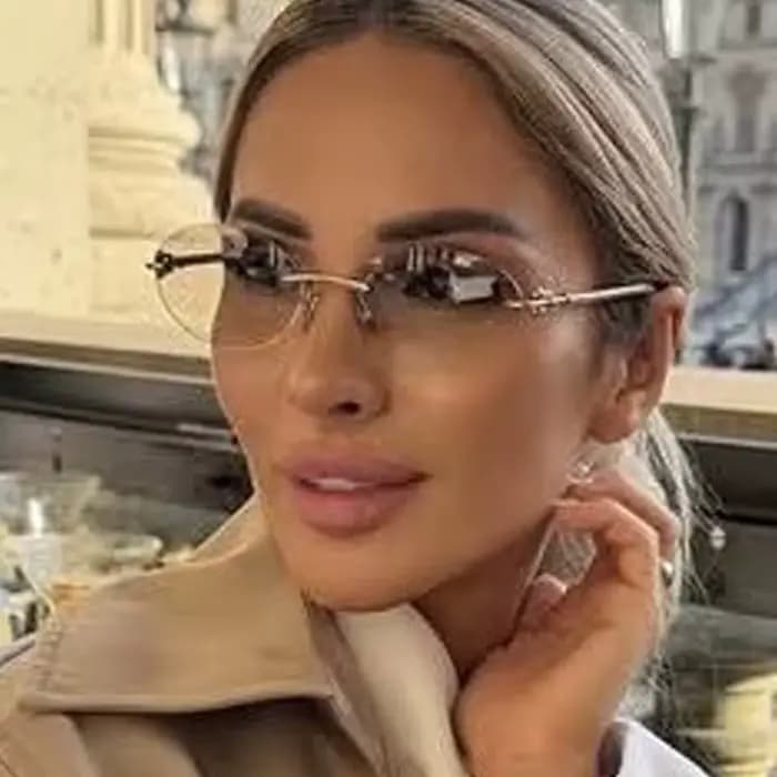Nouvelles Lunettes de Soleil Rondes Beige Sans Monture 2026 pour Femme
