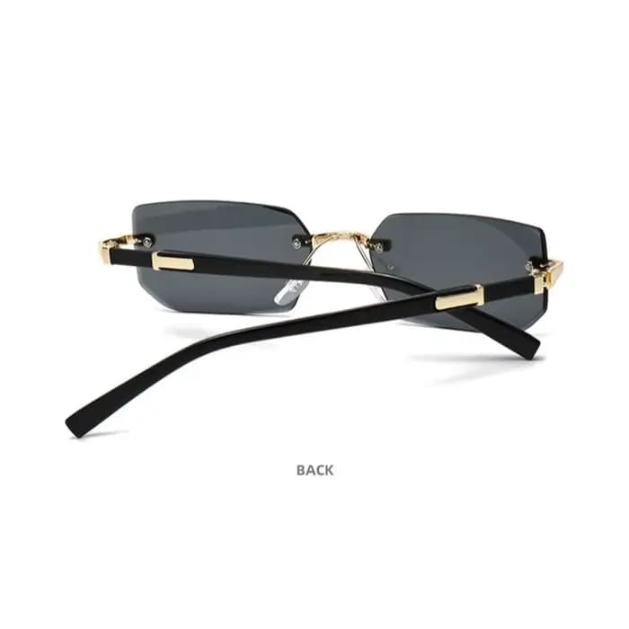 Lunettes de soleil rectangulaires sans monture avec bord coupé