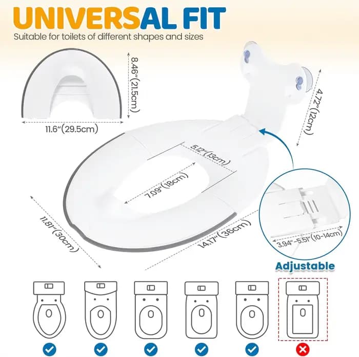 Siège de toilette pliable pour enfants, siège de pot rabattable et assis, se fixe aux toilettes en toute sécurité, design peu encombrant pour la plupart des toilettes