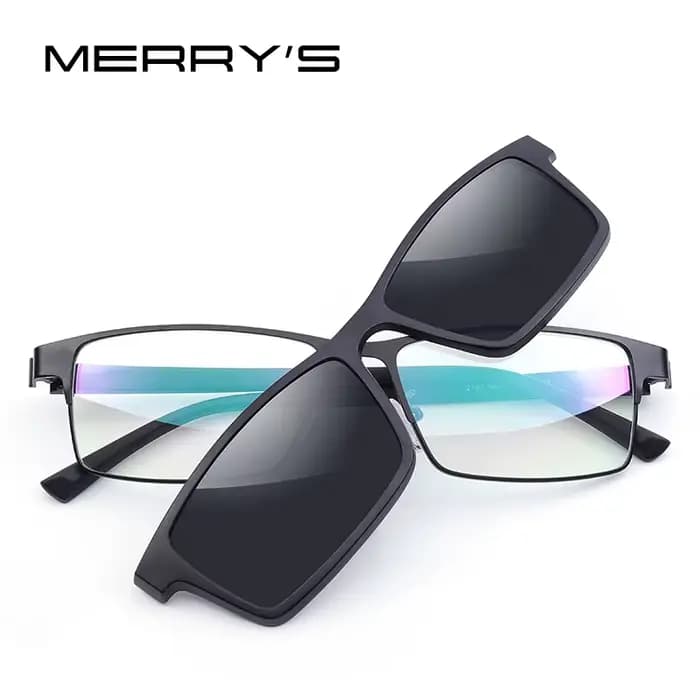MERRYS DESIGN 2 en 1 aimant polarisé pince lunettes cadre hommes optique myopie