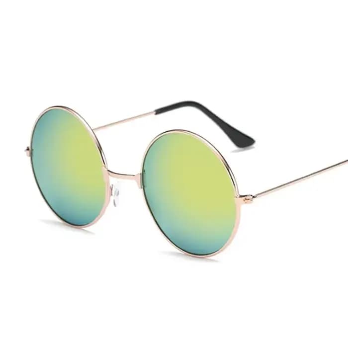 Femmes mâle petit cadre en métal coloré océan miroir rétro classique rond lunettes de soleil