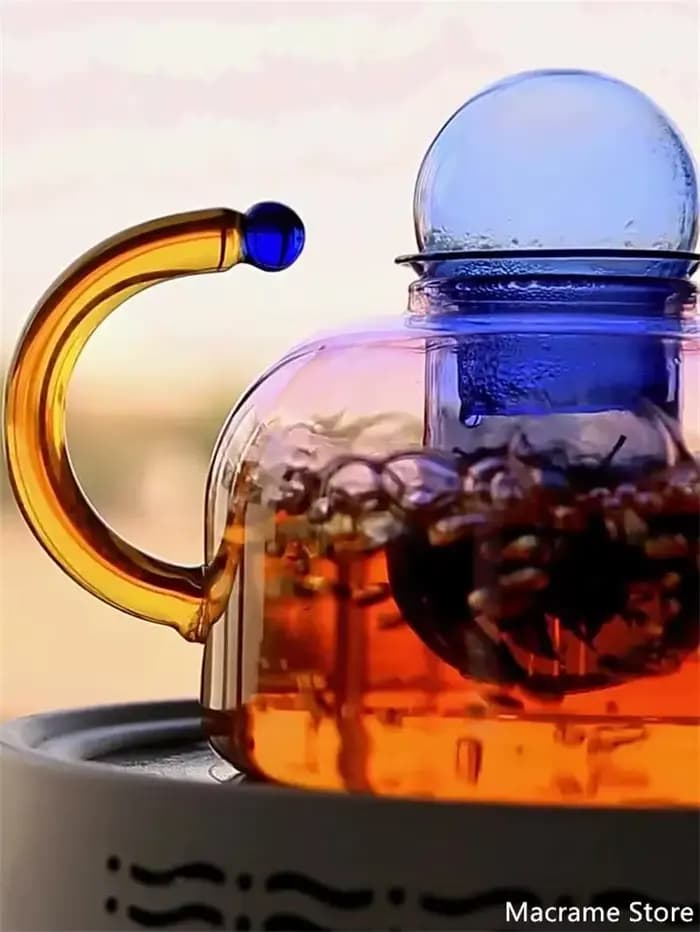 Théière en verre coloré avec poignée, haute teneur en borosilicate, résistante à la chaleur, eau bouillante, ensembles de thé, bouilloire, tasse à eau, bouteille