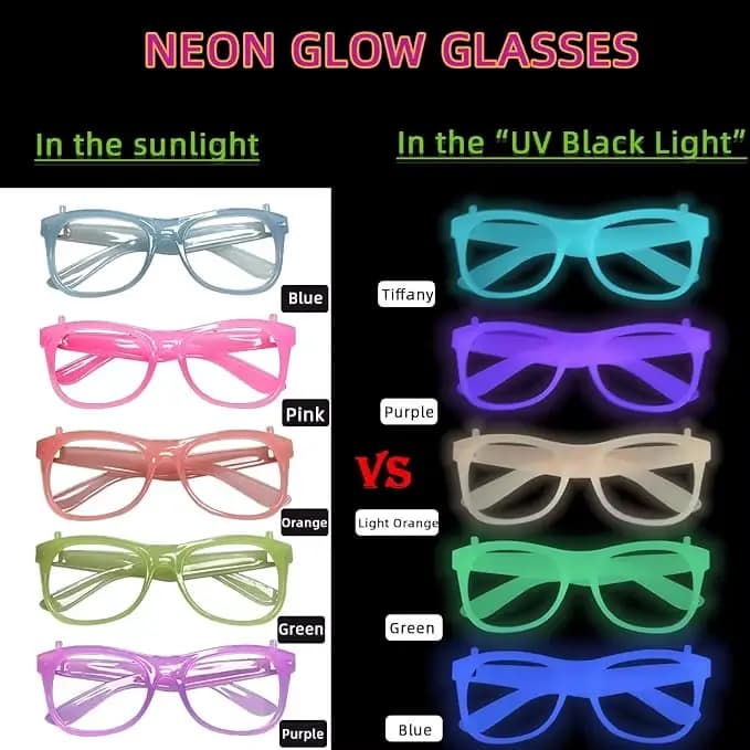 10 paires de lunettes lumineuses qui brillent dans le noir