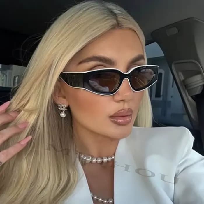 Lunettes de soleil œil de chat noir et blanc pour femmes