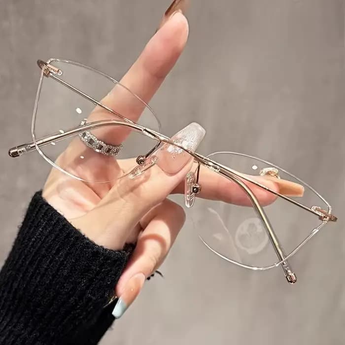Lunettes Métalliques Sans Monture Effet Œil de Chat