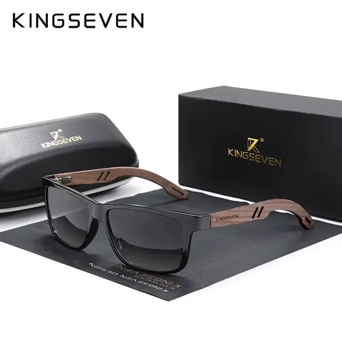KINGSEVEN 100% lunettes De soleil polarisées Vintage hommes en bois
