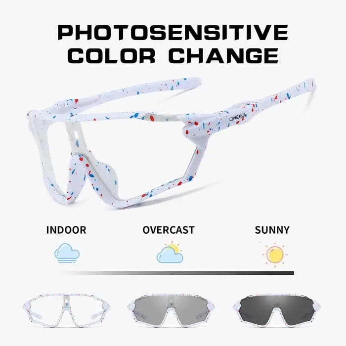 OMEKOL flambant neuf Protection UV lunettes de cyclisme photochromiques