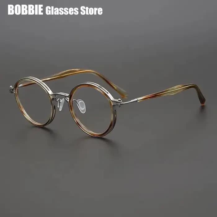 Lunettes rondes ultralégères en acétate de titane faites à la main