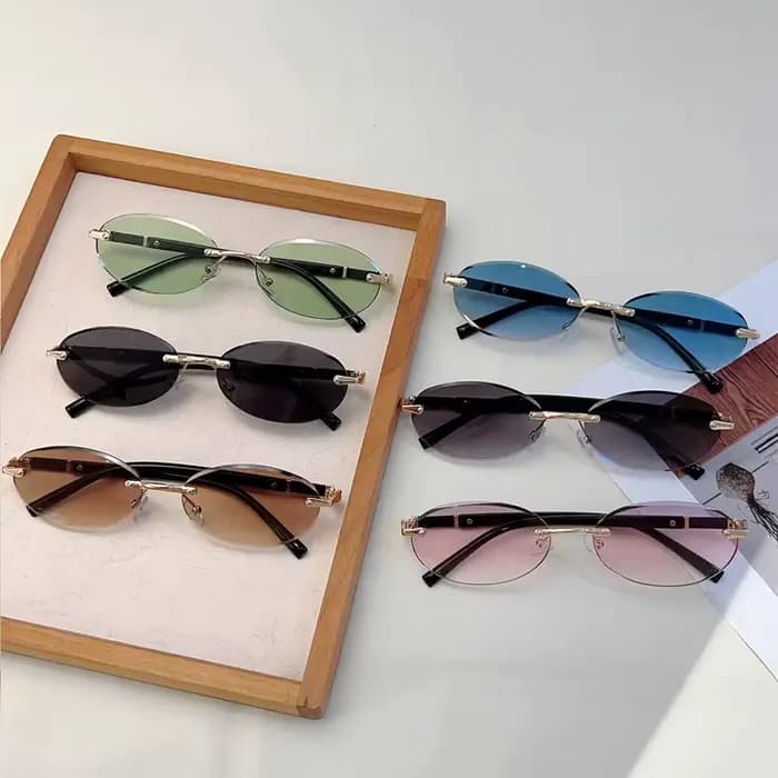 Lunettes de soleil à monture ovale personnalisée rétro femmes hommes