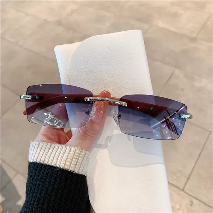 Lunettes de soleil rectangulaires sans monture pour hommes et femmes