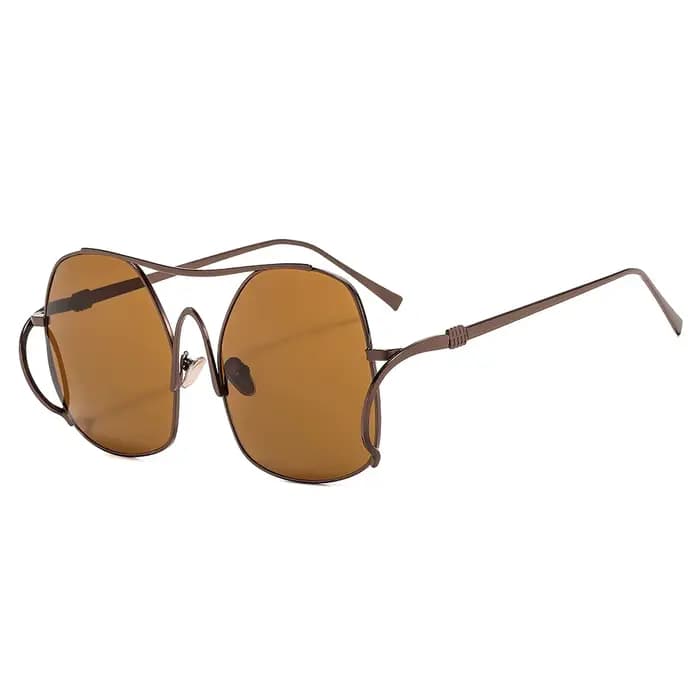 Nouvelle mode de luxe dégradé ovale femmes lunettes de soleil 2025 personnalité Double faisceau cadre conception