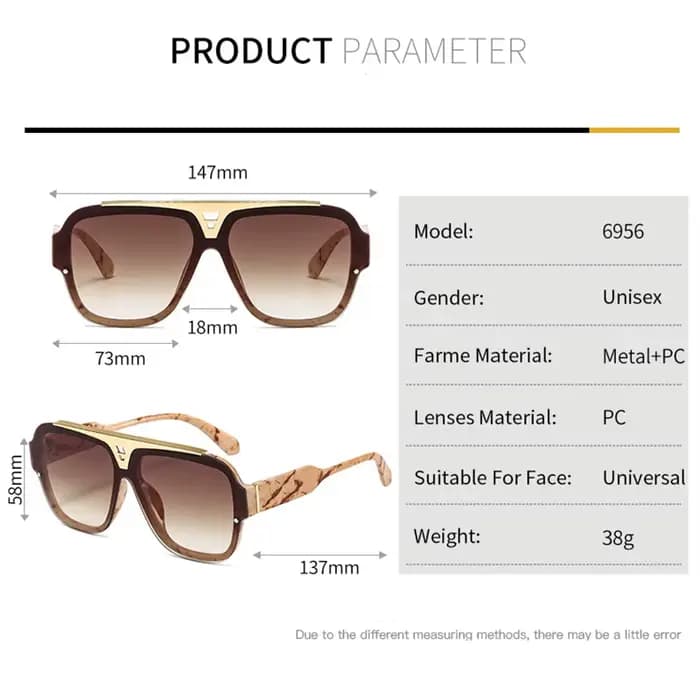 Lunettes de soleil carrées à grand cadre vintage pour femmes et hommes