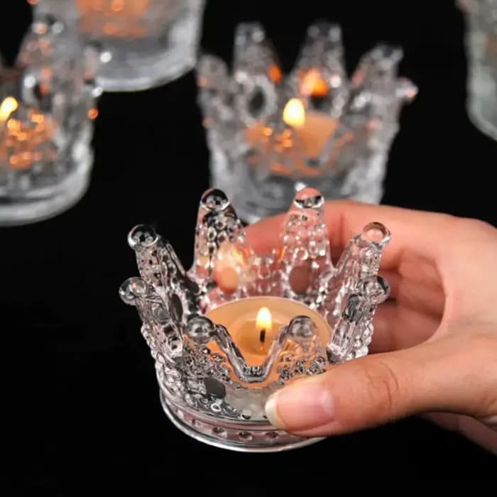 Bougeoir européen en verre à petite couronne, bougeoirs de Table à manger de nuit, décoration créative pour Bar et maison