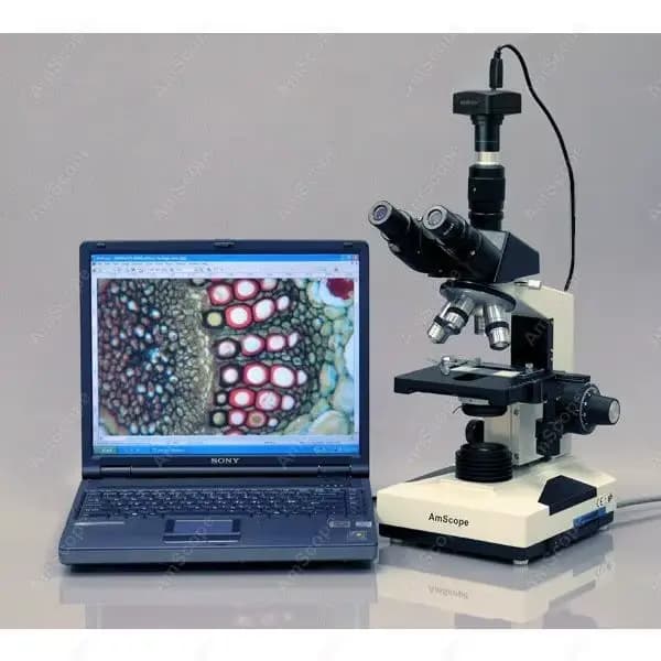 Microscope trinoculaire vétérinaire de laboratoire clinique 40X-2000X, fournitures AmScope 40X-2000X, Microscope trinoculaire vétérinaire de laboratoire clinique
