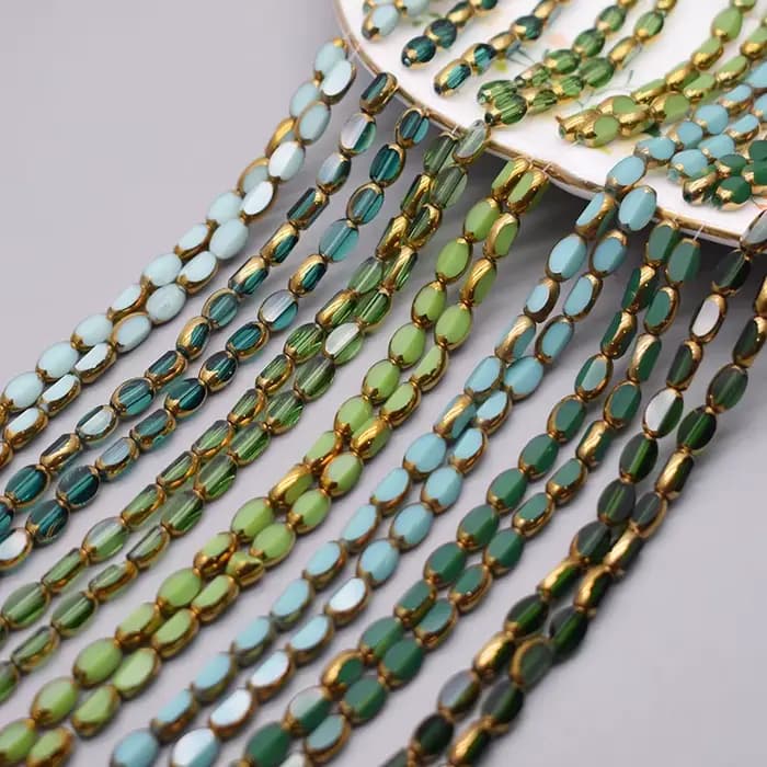 4x7mm 50 pcs/lot Briolette perles de verre ovales placage couleur or cristal verre perles d'espacement en vrac pour perles pour la fabrication de bijoux bricolage