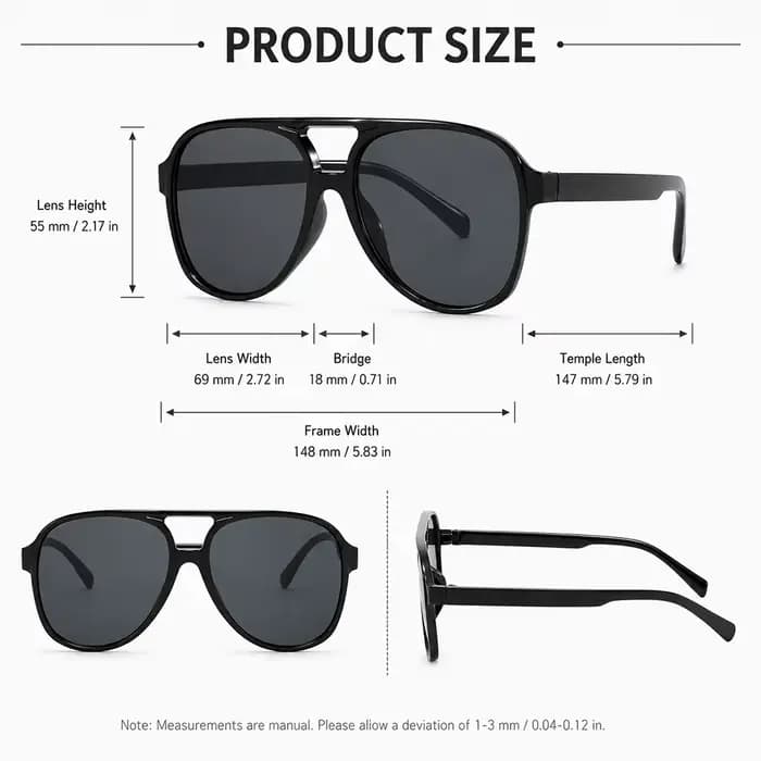 Lunettes de soleil aviateur vintage surdimensionnées pour femmes et hommes