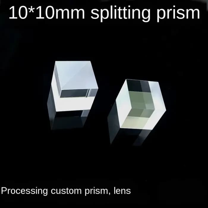 Mathiateur de faisceau de verre optique semi-coulée, traitement de cube semi-transparent, prisme cimenté, rapport de fente, 10mm, 50%: 50%