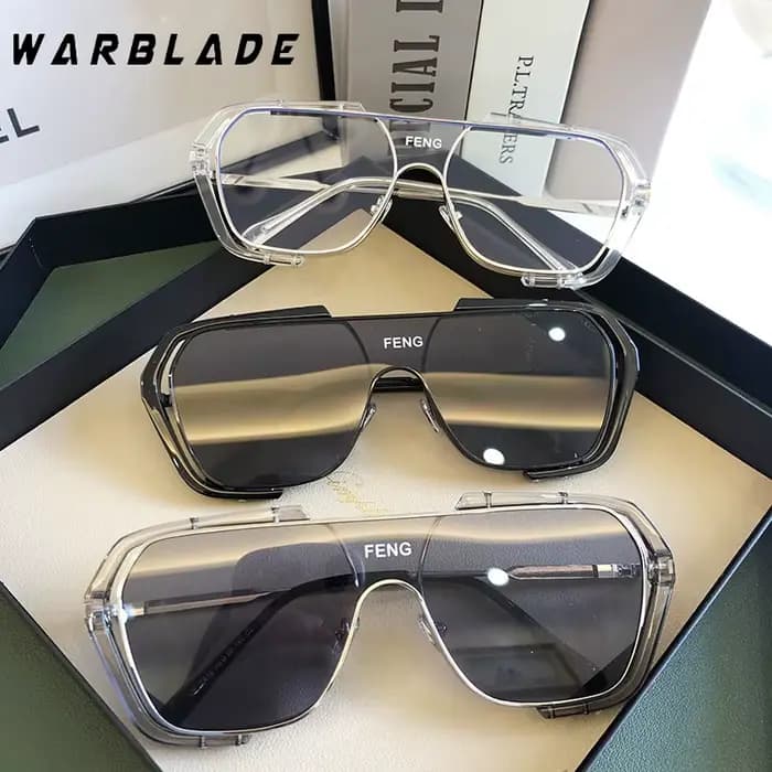 Lunettes de soleil carrées surdimensionnées en métal pour homme et femme