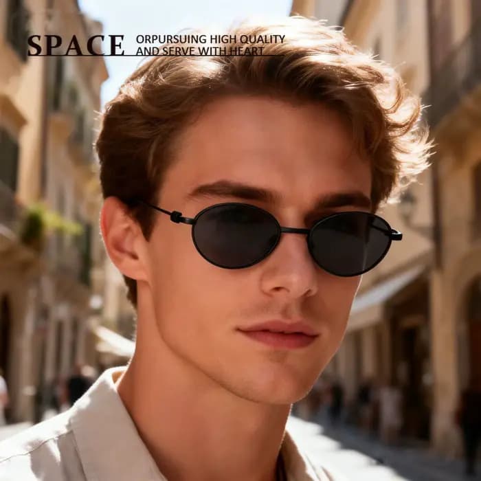 Lunettes de soleil polarisées ovales rétro japonaises de luxe en métal pour hommes et femmes