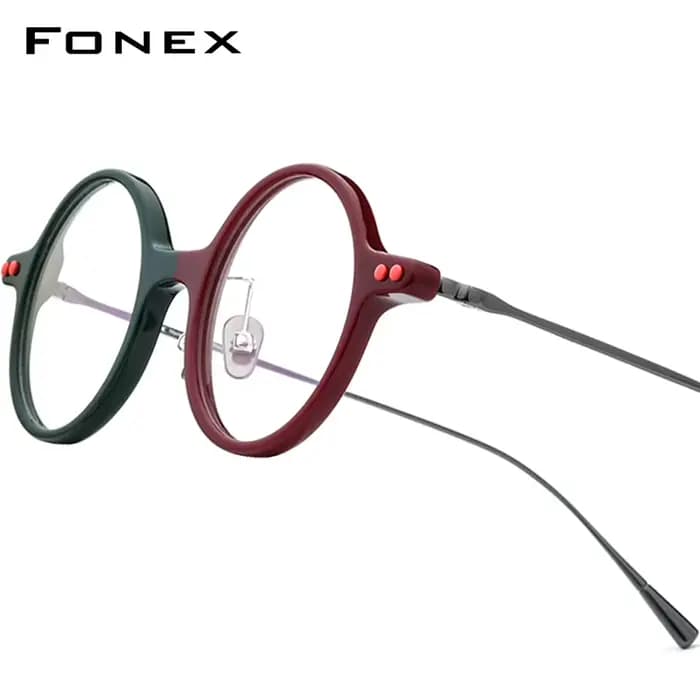 Monture de lunettes FONEX en acétate et titane pour femmes, nouveau design de marque, lunettes rondes vintage rétro pour hommes, lunettes japonaises 85701